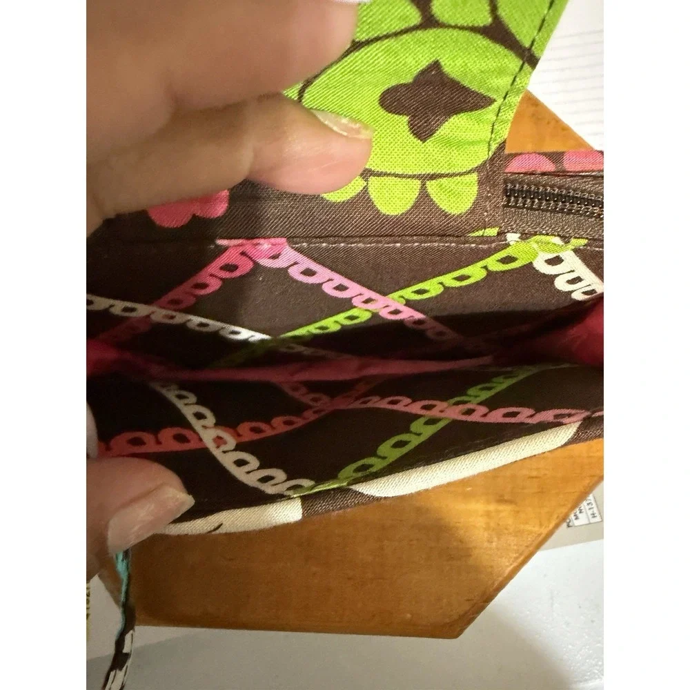 Vera Bradley Quilted ID Wallet‎ Wristlet Floral Brown Pink Blue New Without Tags - Picture 3 of 9